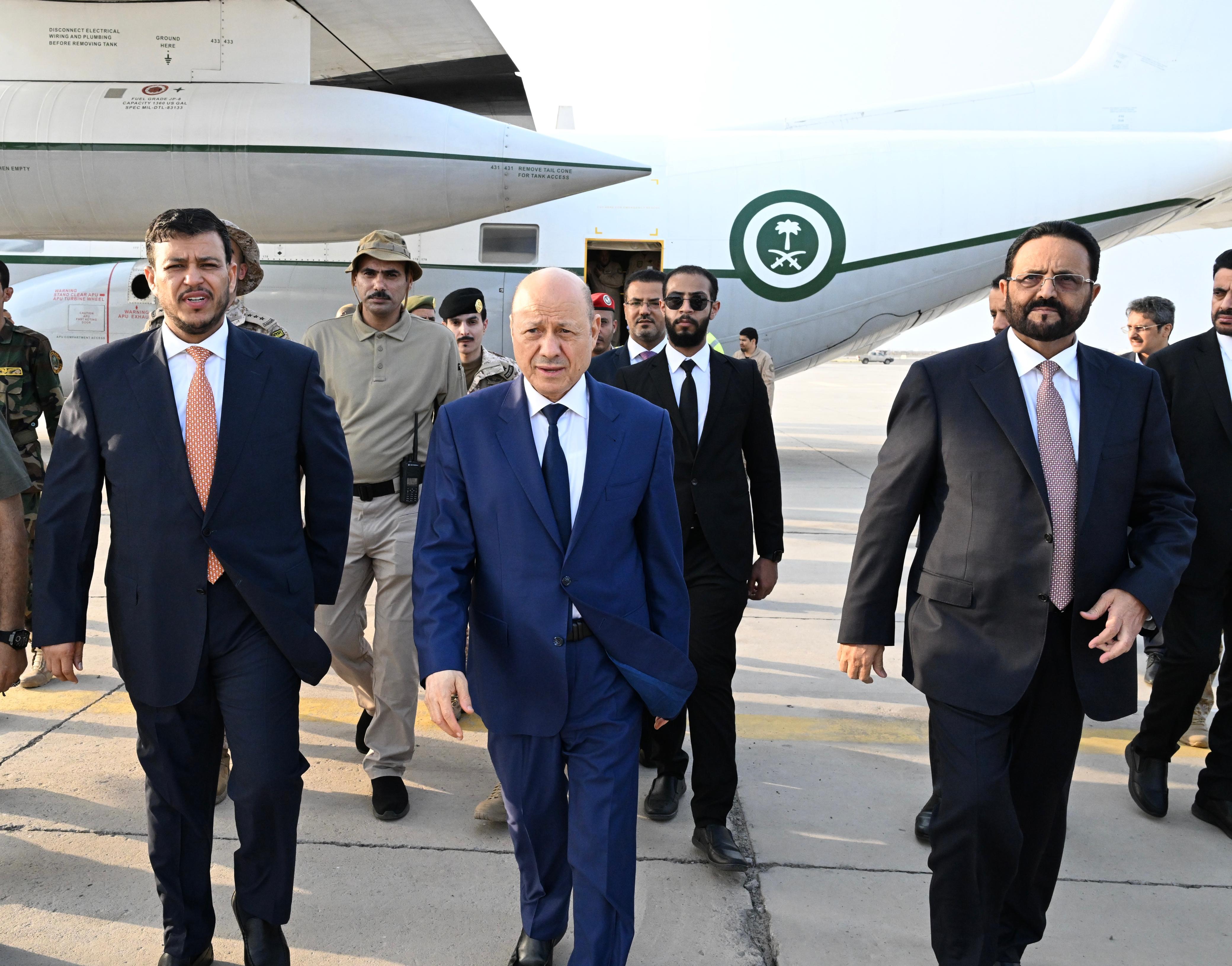 President Al-Alimi, Sultan Al-Aradah, and Abdullah Al-Alimi, Members of the Council, Return to Aden
