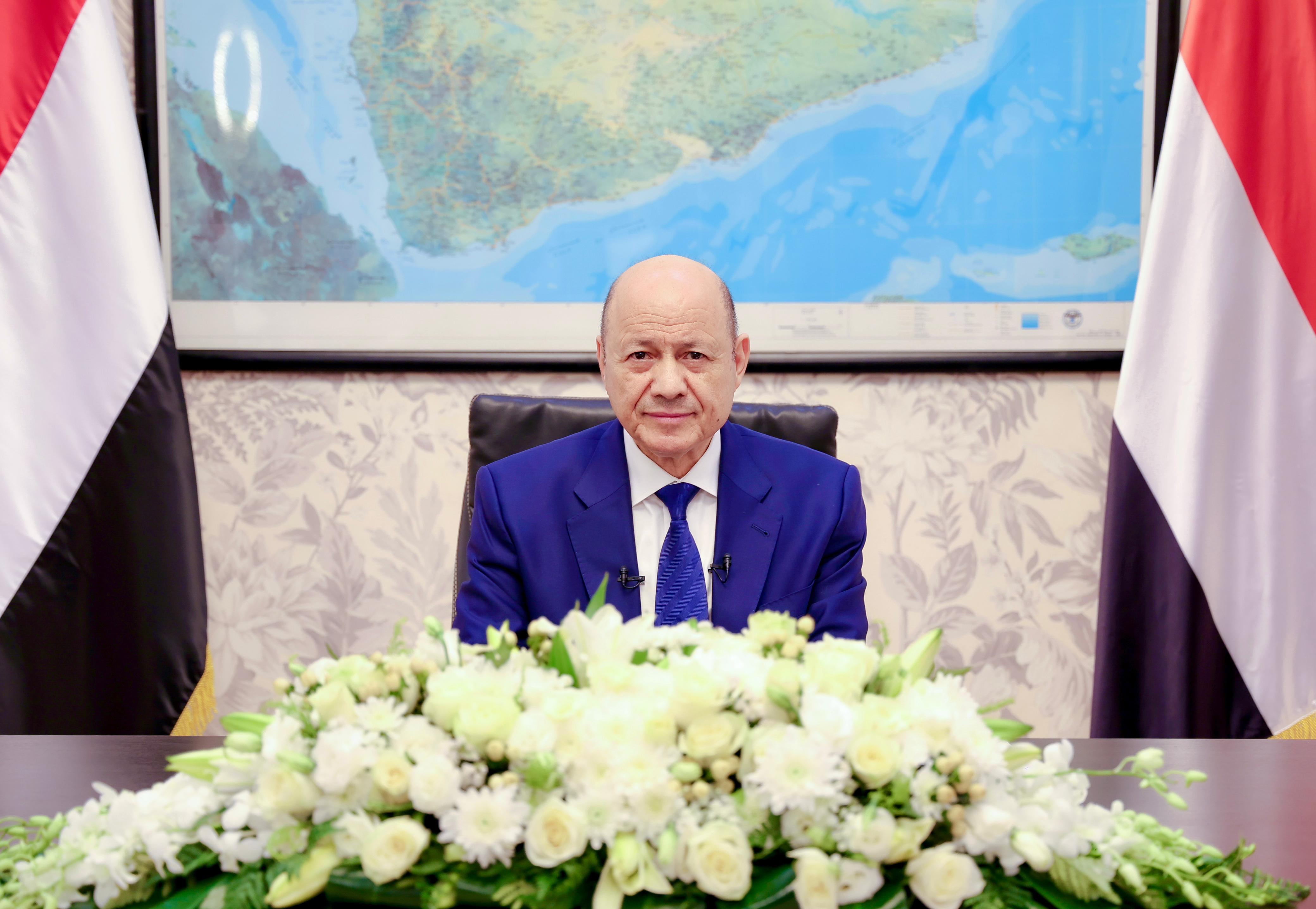 نص خطاب فخامة الرئيس الدكتور رشاد محمد العليمي بمناسبة اليوم الوطني ال 34 للجمهورية اليمنية 